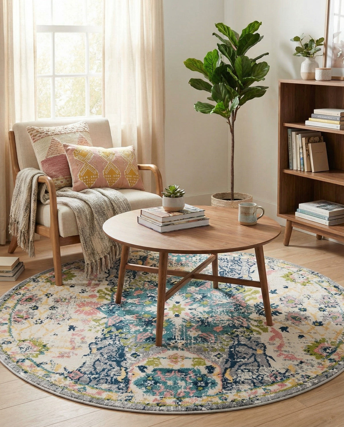 Savannah Elegance Collection Area Rug -  Azalea Round Ivory  lifestyle 111