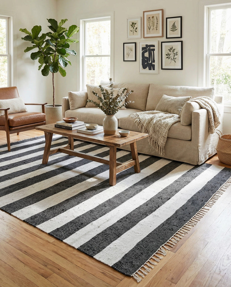 Tassel Trail Collection Area Rug - Pathway (Navy Blue) Rectangle Navy Blue  lifestyle 25