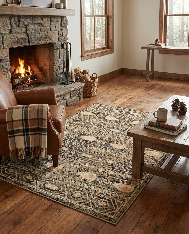 Frontier Trails Collection Area Rug -  Sedona Rectangle Green  lifestyle 9