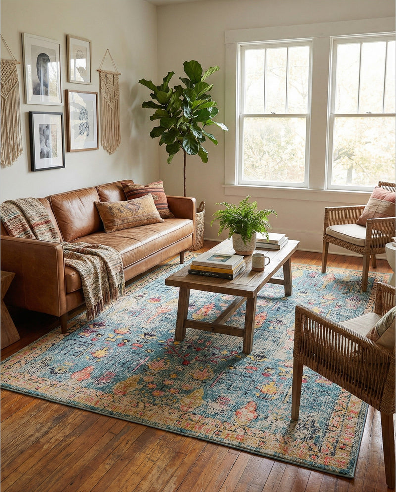 Sierra Collection Area Rug -  Shasta Rectangle Blue  lifestyle 52