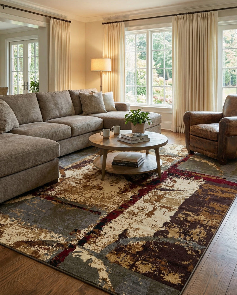 Bistro Lounge Collection Area Rug -  FlatWhite Rectangle Multi  lifestyle 29