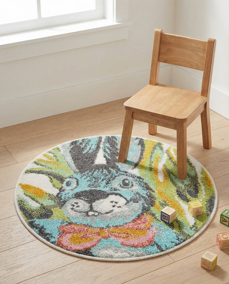 Wonder Tykes Collection Area Rug -  Ombre Round Ivory  lifestyle 5