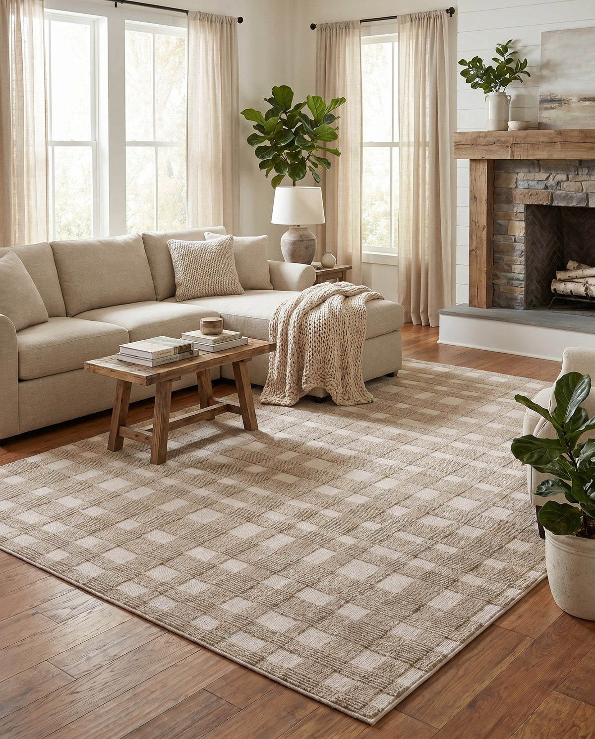 Haven Tapestry Collection Area Rug -  SereneCove Rectangle Rustic Pebble  lifestyle 49