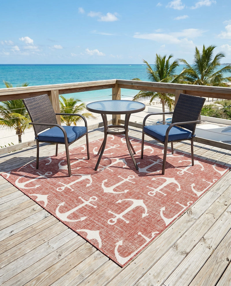 Seaside Haven Rugs Collection Area Rug - Sapphire (Rust Red) Square Rust Red  lifestyle 78