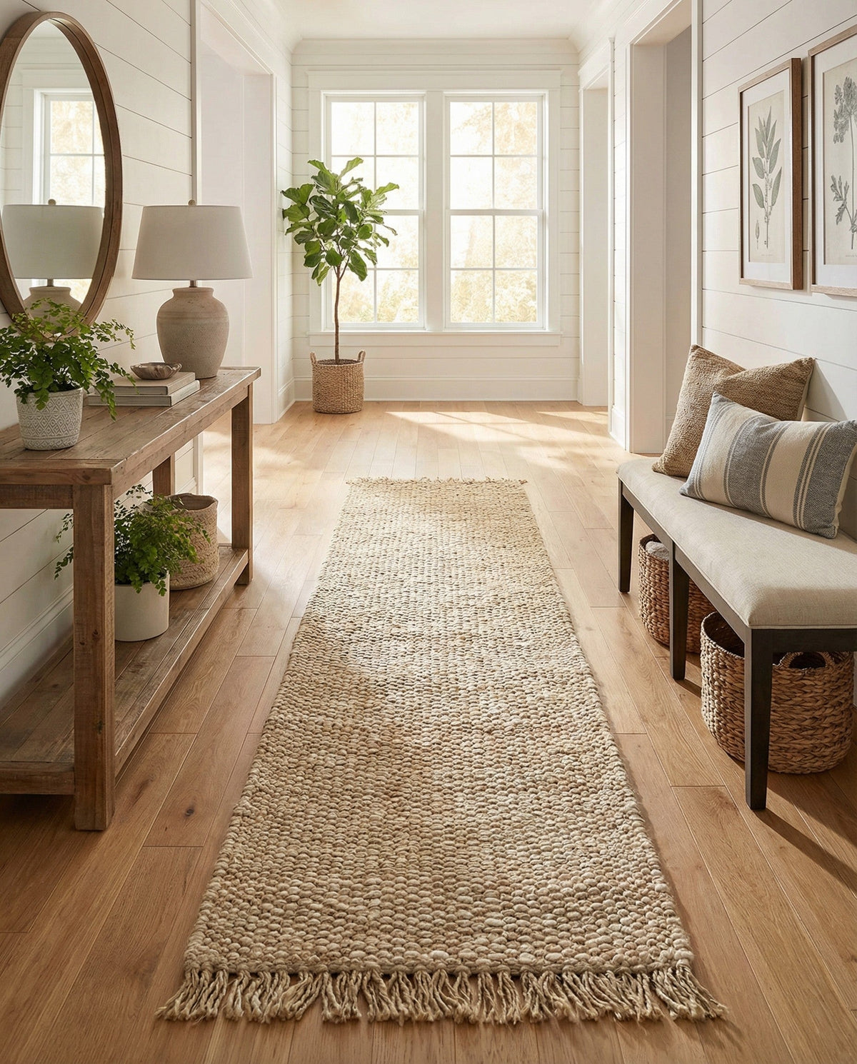 Savannah Jute Collection Area Rug - Seashore Runner Ivory  lifestyle 104
