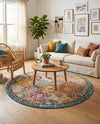Brighton Terrace Collection Area Rug -  Rottingdean (Multi) Round Multi  lifestyle 72