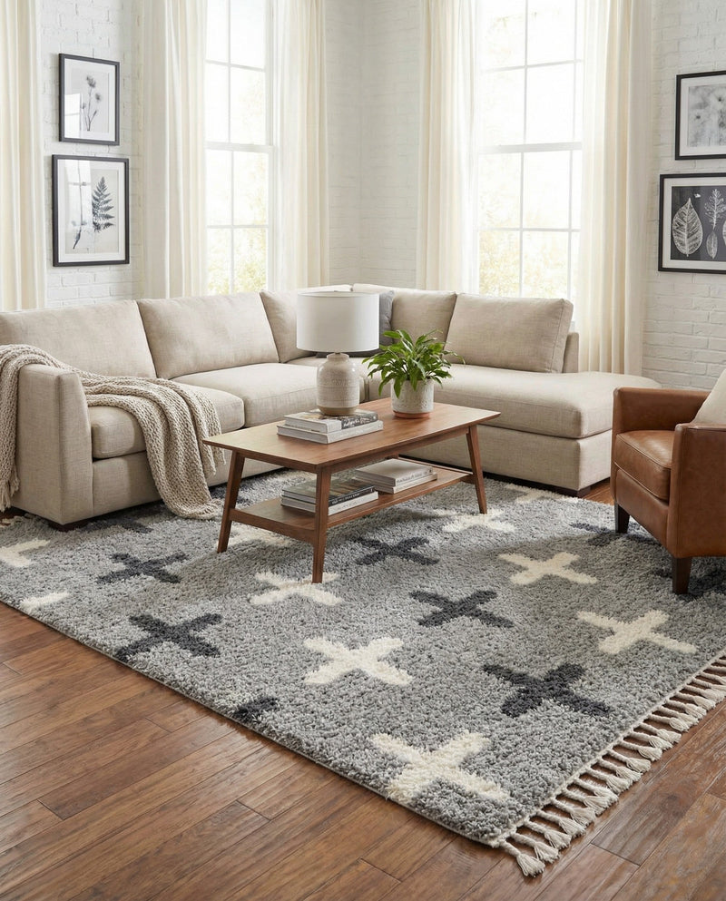 Cozy Cove Shag Collection Area Rug -  Driftwood Rectangle Light Gray  lifestyle 13
