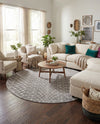 Mediterranean Lattice Collection Area Rug - Santorini (Gray) Round Gray  lifestyle 80