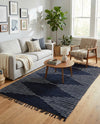 Thar Cotton Collection Area Rug - Jaisalmer (Navy Blue) Rectangle Navy Blue  lifestyle 10