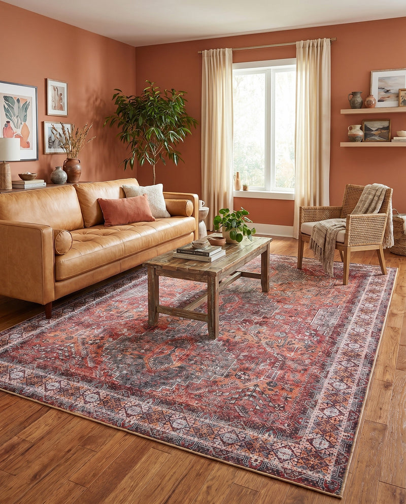 Heritage Elegance Collection Area Rug -  Uffizi Rectangle Rust Red  lifestyle 8