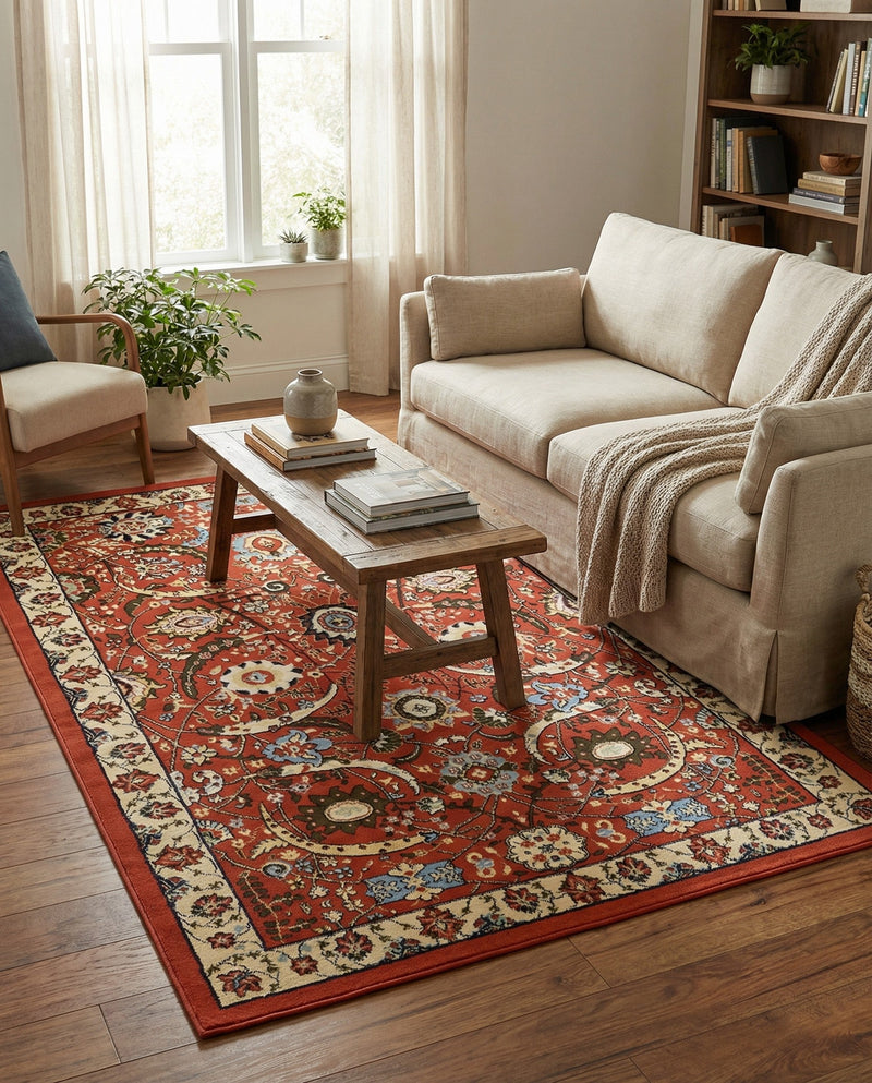 Tabriz Tapestry Collection Area Rug - Sahand (Terracotta) Rectangle Terracotta  lifestyle 25