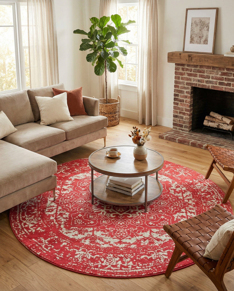 Georgetown Rugs Collection Area Rug - Dupont (Pink) Round Pink  lifestyle 47