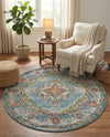 Savannah Soiree Collection Area Rug - Serengeti (Blue) Round Blue  lifestyle 69