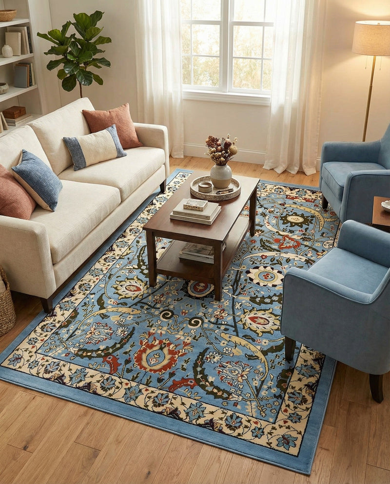 Tabriz Tapestry Collection Area Rug - Sahand (Blue) Rectangle Blue  lifestyle 10