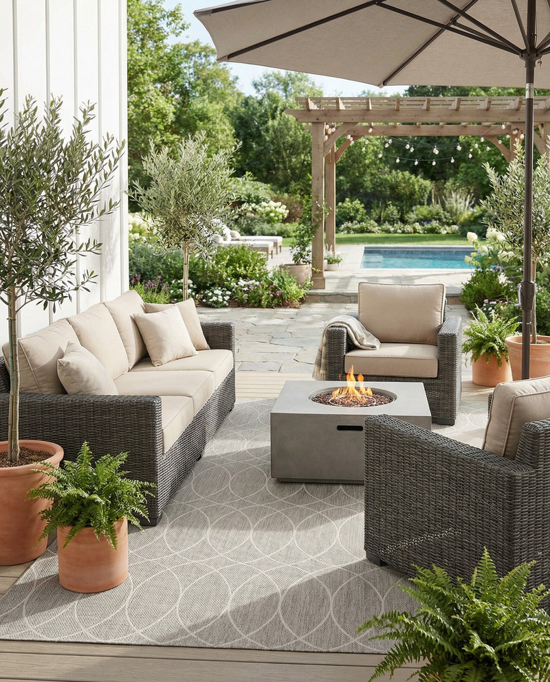 Savannah Pergola Collection Area Rug -  Pavilion (Light Gray) Square Light Gray  lifestyle 50