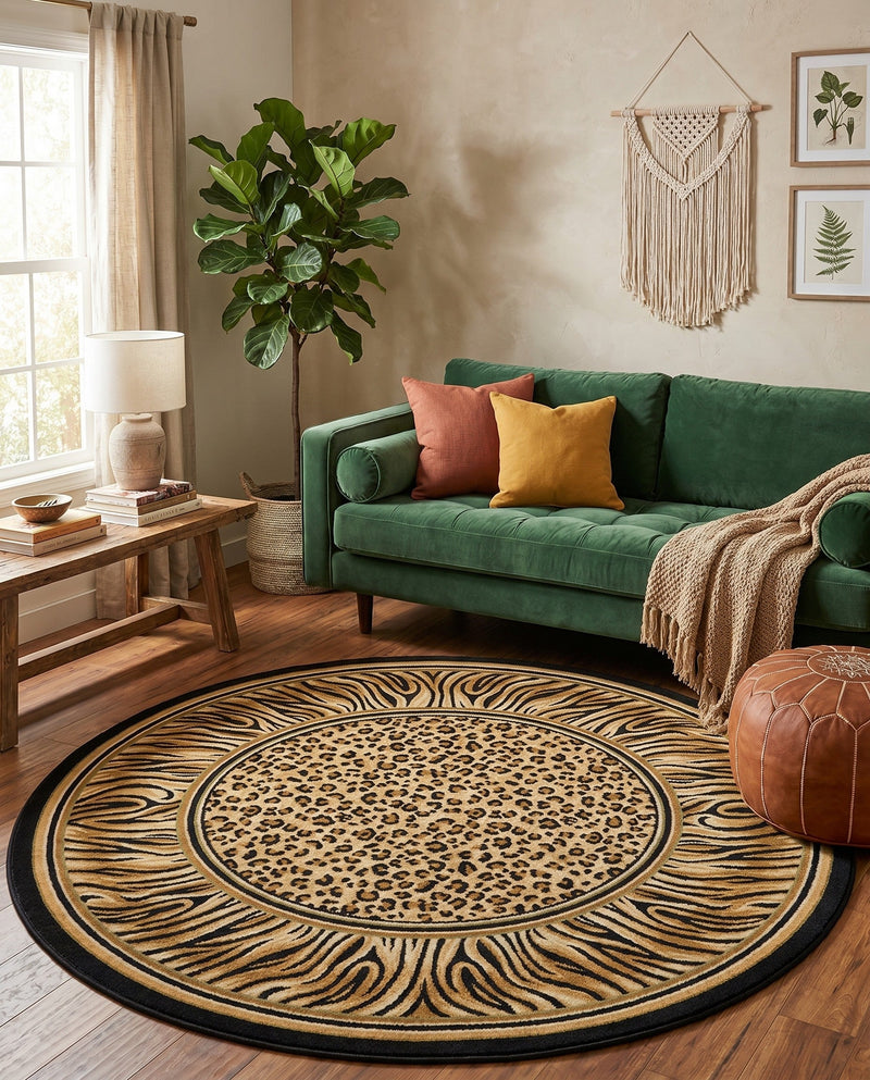 Savannah Sojourn Collection Area Rug -  Chobe Round Light Brown  lifestyle 68