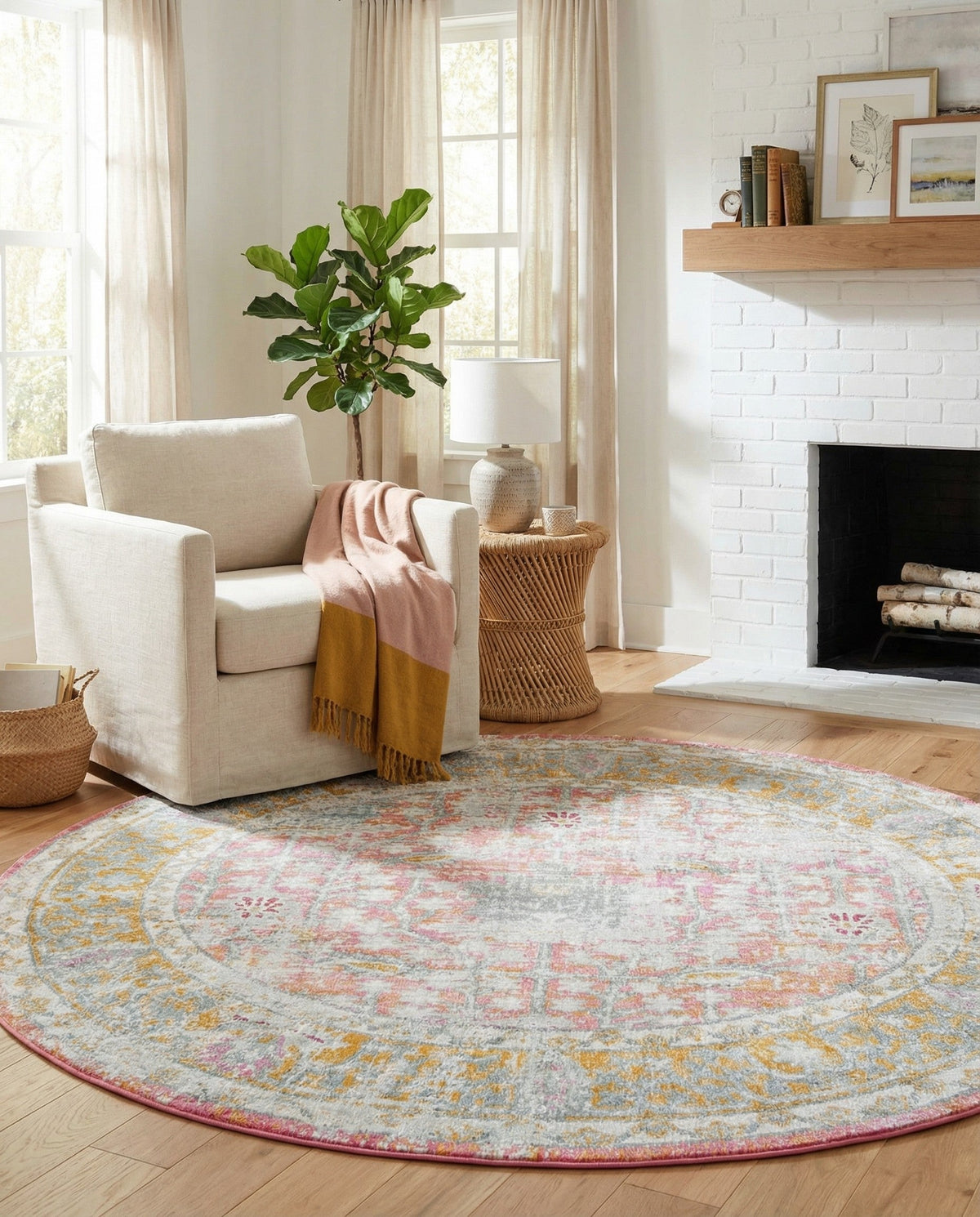 Arcadia Rugs Collection Area Rug -  Olympus Round Pink  lifestyle 79