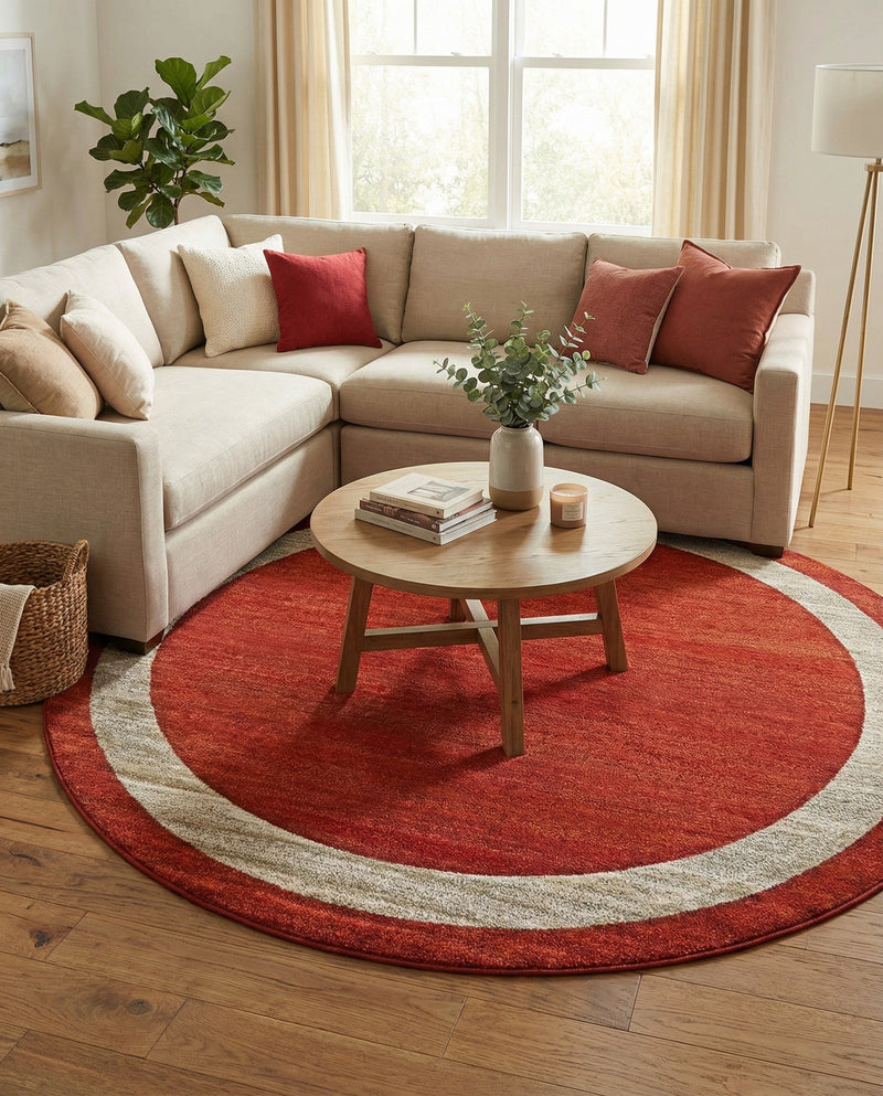 Studio Haven Collection Area Rug -  Alcove (Terracotta) Round Terracotta  lifestyle 30