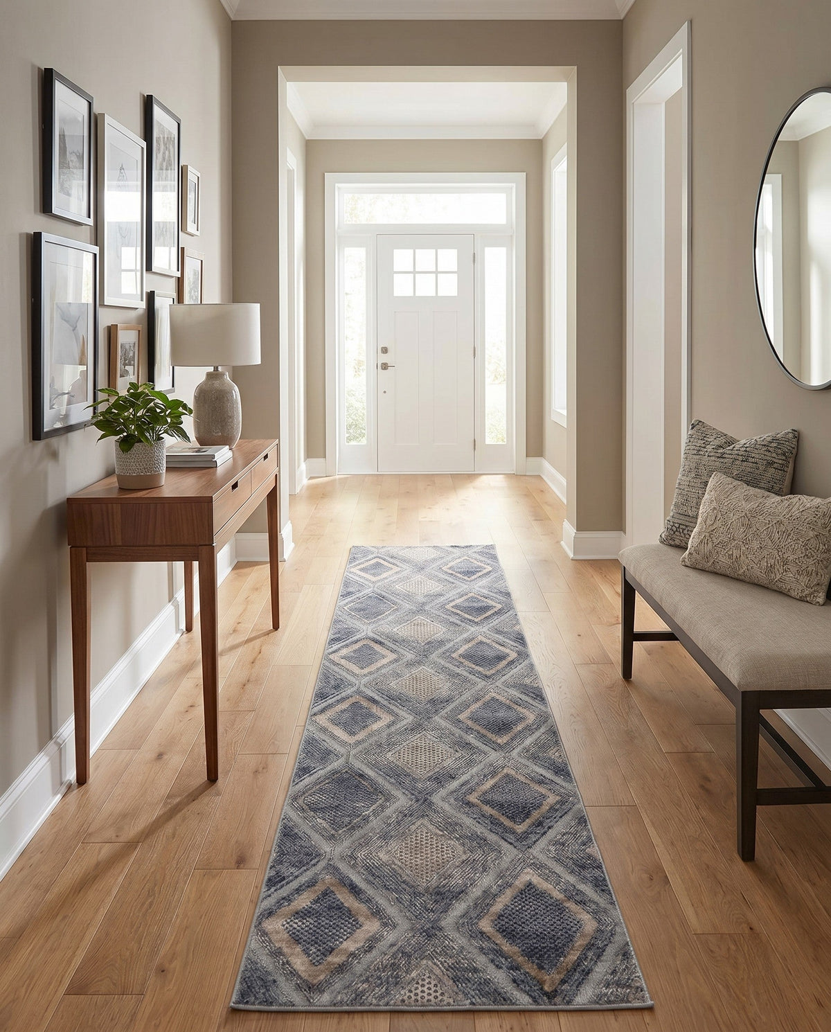 Aegean Elegance Collection Area Rug -  Rhodes Runner Gray Cream  lifestyle 54