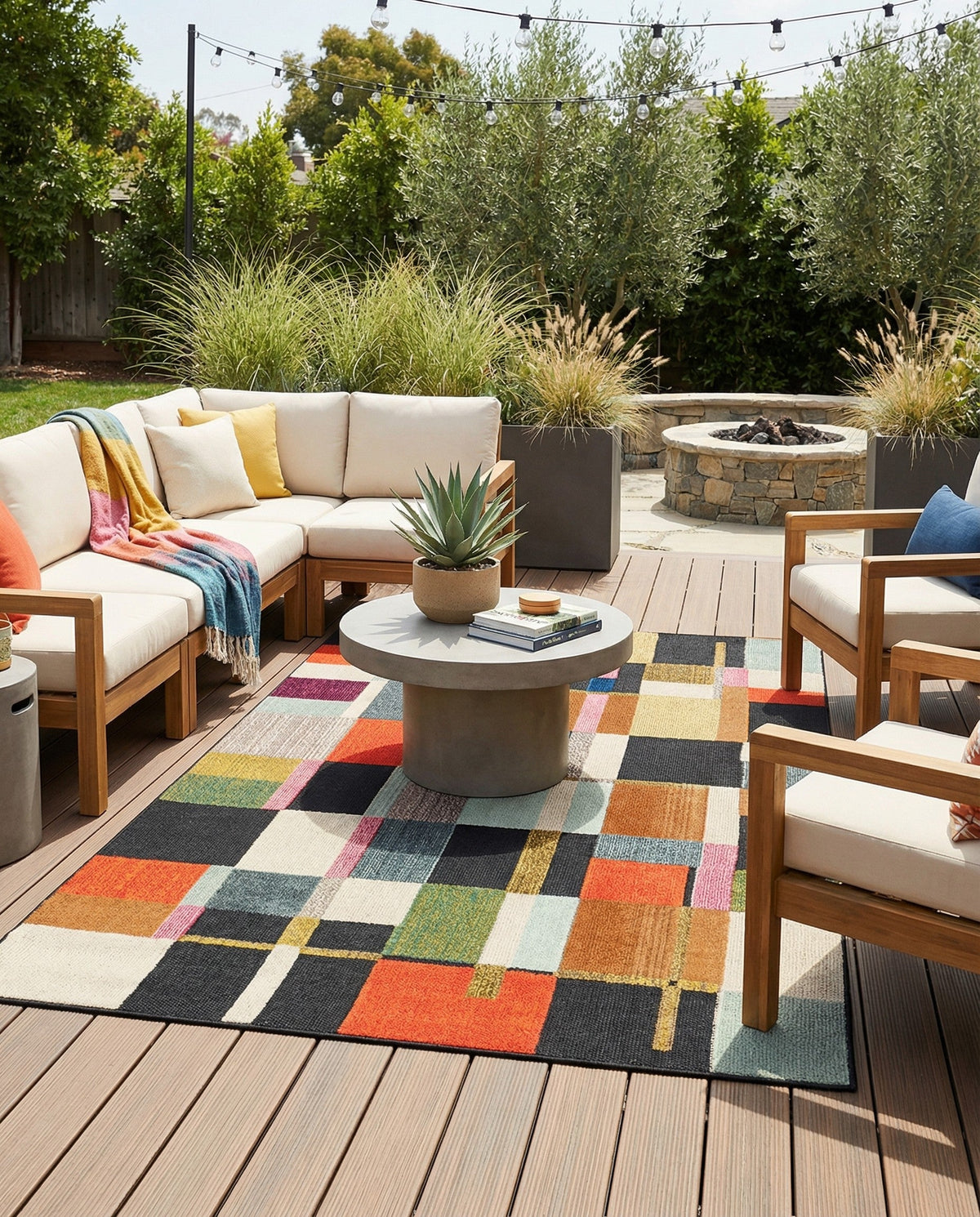Outdoor Marrakesh Collection Area Rug -  Tangier Rectangle Multi  lifestyle 20