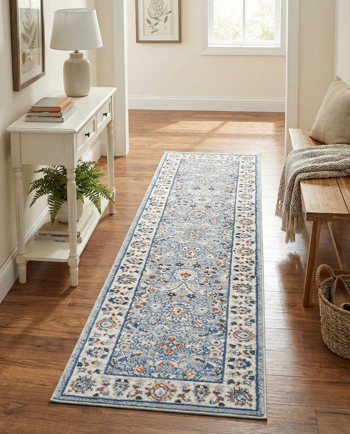 Savannah Elegance Collection Area Rug - Augusta (Aqua Blue) Runner Aqua Blue  lifestyle 117
