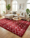 Berber Lattice Shag Collection Area Rug - Atlas (Burgundy Red) Rectangle Burgundy Red  lifestyle 9