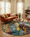 Autumnal Tapestry Collection Area Rug - Harvestville Round Multi  lifestyle 60