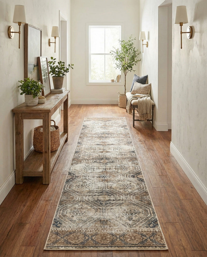 Coastal Manor Collection Area Rug -  Oceanfront Runner Blue Beige  lifestyle 38