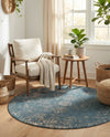 Riviera Elegance Collection Area Rug - Antibes (Blue) Round Blue  lifestyle 79
