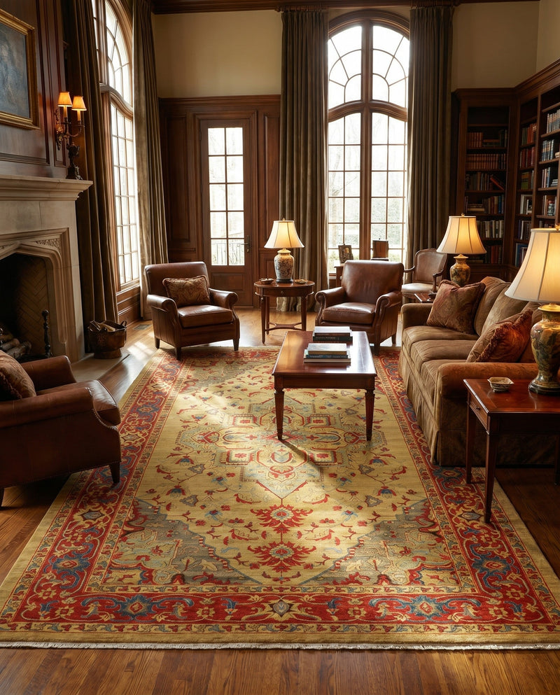 Persian Elegance Collection Area Rug -  Golestan Rectangle Tan  lifestyle 11