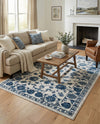 Charleston Elegance Collection Area Rug -  Seaport (White Blue) Rectangle White Blue  lifestyle 22