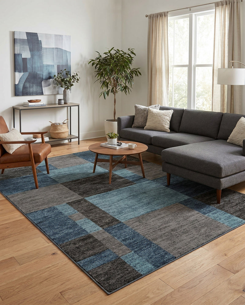 Autumn Meadow Collection Area Rug -  Sycamoreside (Blue Gray) Rectangle Blue Gray  lifestyle 10