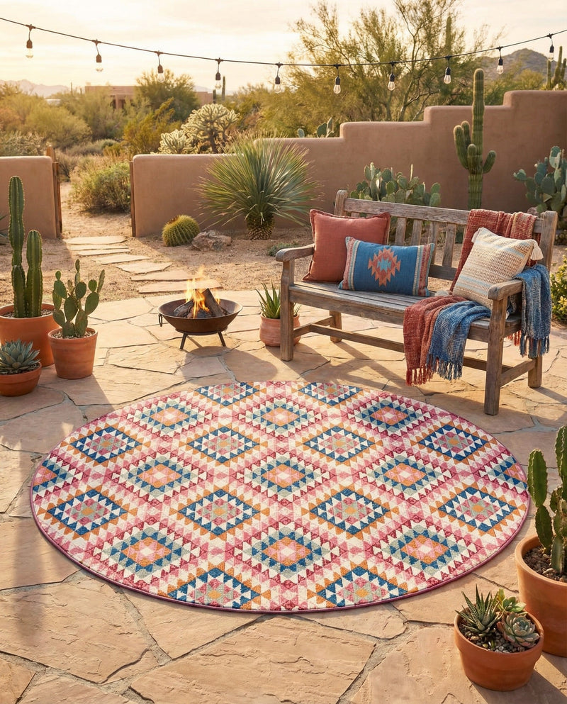 Mesa Oasis Rugs Collection Area Rug - Sedona Round Multi  lifestyle 55