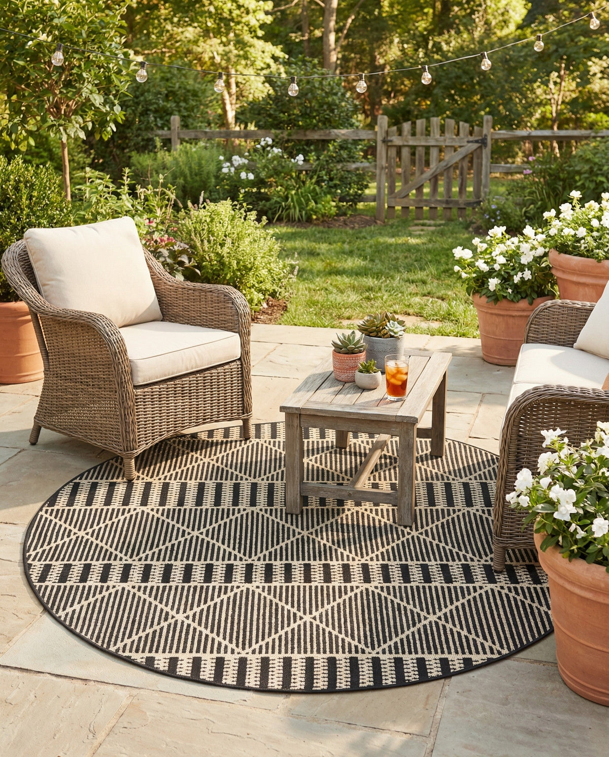 Savannah Pergola Collection Area Rug -  Glade Round Black  lifestyle 153