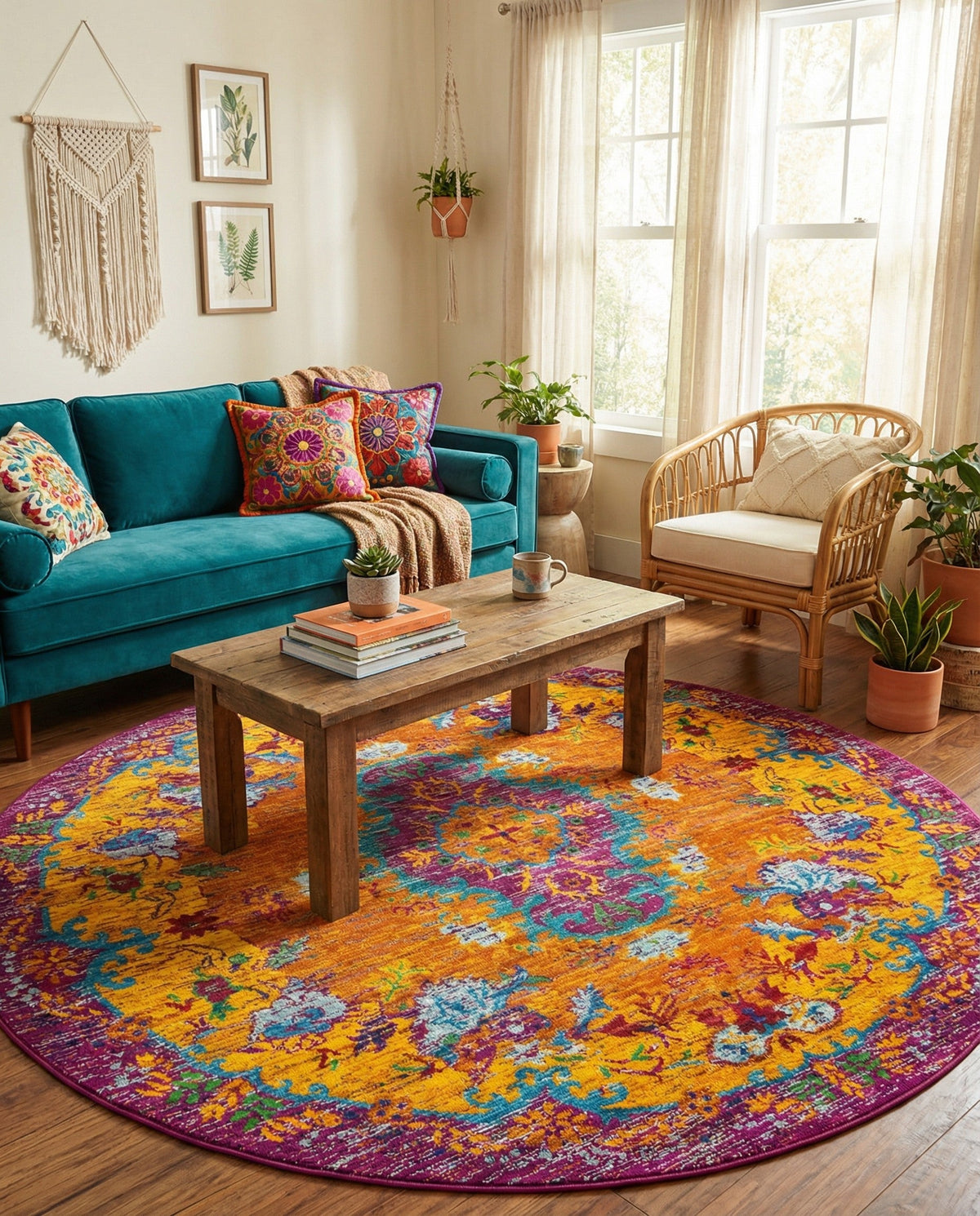 Caribbean Cove Collection Area Rug -  Nevis Round Orange  lifestyle 96