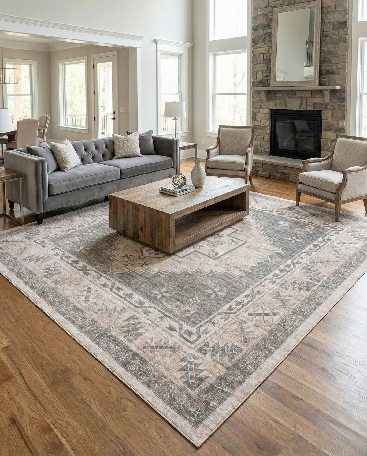 Savannah Series Collection Area Rug -  Augusta (Mink) Square Mink  lifestyle 110