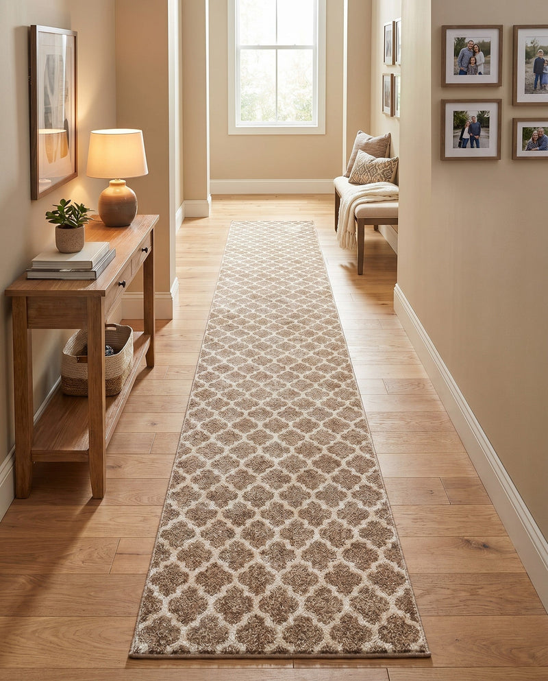 Lattice Gardens Collection Area Rug -  Bloomfield (Light Brown) Runner Light Brown  lifestyle 69