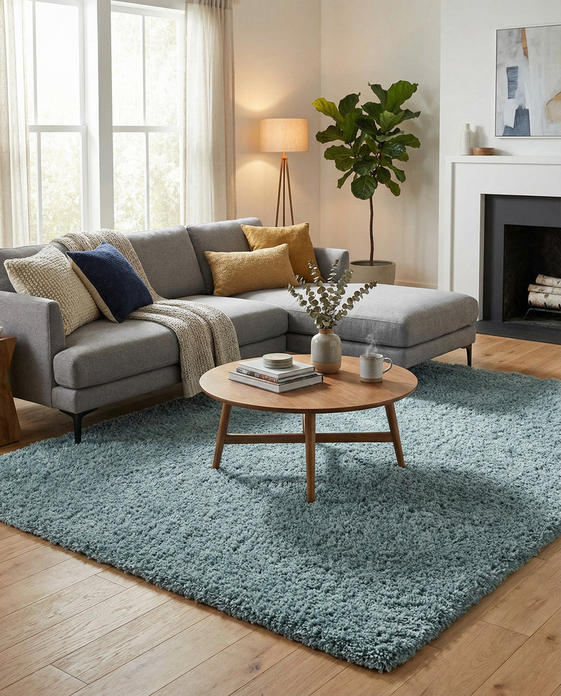 Eternal Plush Oasis Collection Area Rug -  Tranquility (Slate Blue) Rectangle Slate Blue  lifestyle 13