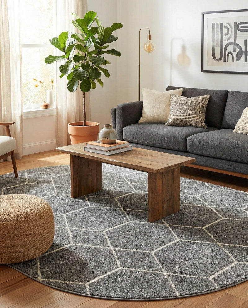 Trellis Mosaic Collection Area Rug - Arborville (Light Gray) Oval Light Gray  lifestyle 68