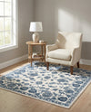 Charleston Elegance Collection Area Rug -  Seaport (White Blue) Square White Blue  lifestyle 74