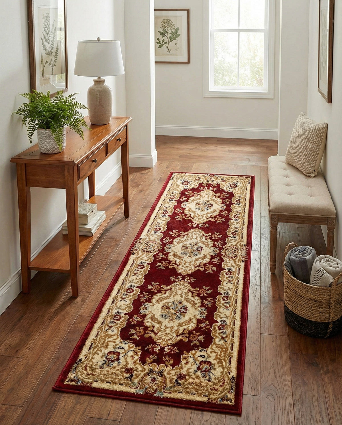 Versailles Elegance Collection Area Rug -  Vincennes Runner Red  lifestyle 80