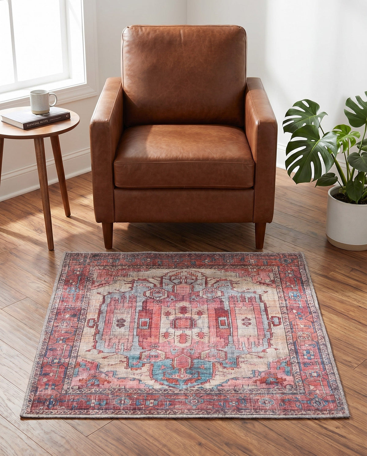 Zahara Oasis Collection Area Rug - Sahara Square Beige  lifestyle 164