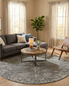 Riviera Elegance Collection Area Rug - Antibes (Dark Gray) Round Dark Gray  lifestyle 50