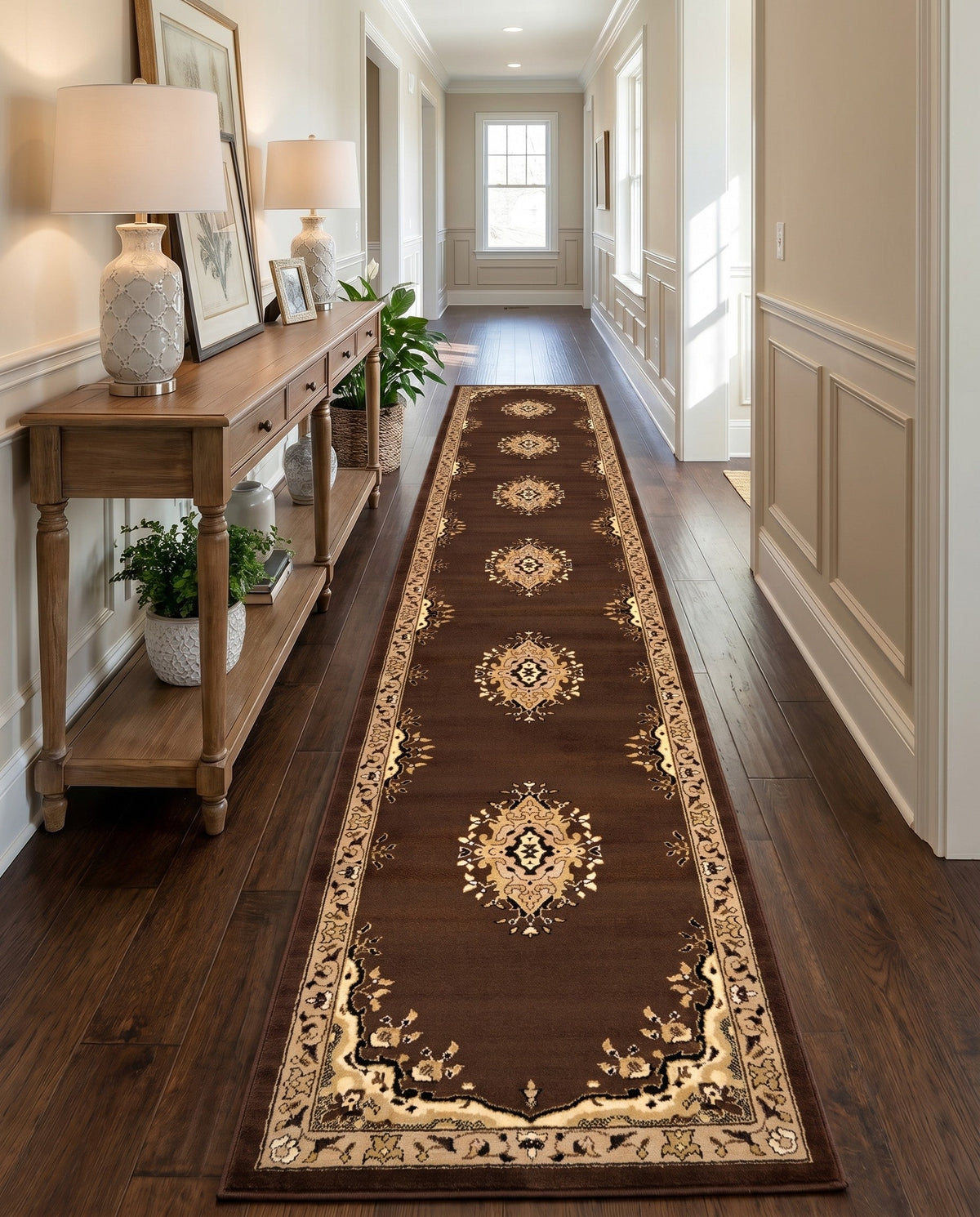 Tabriz Tapestry Collection Area Rug - Azerbaijan (Brown) Runner Brown  lifestyle 61