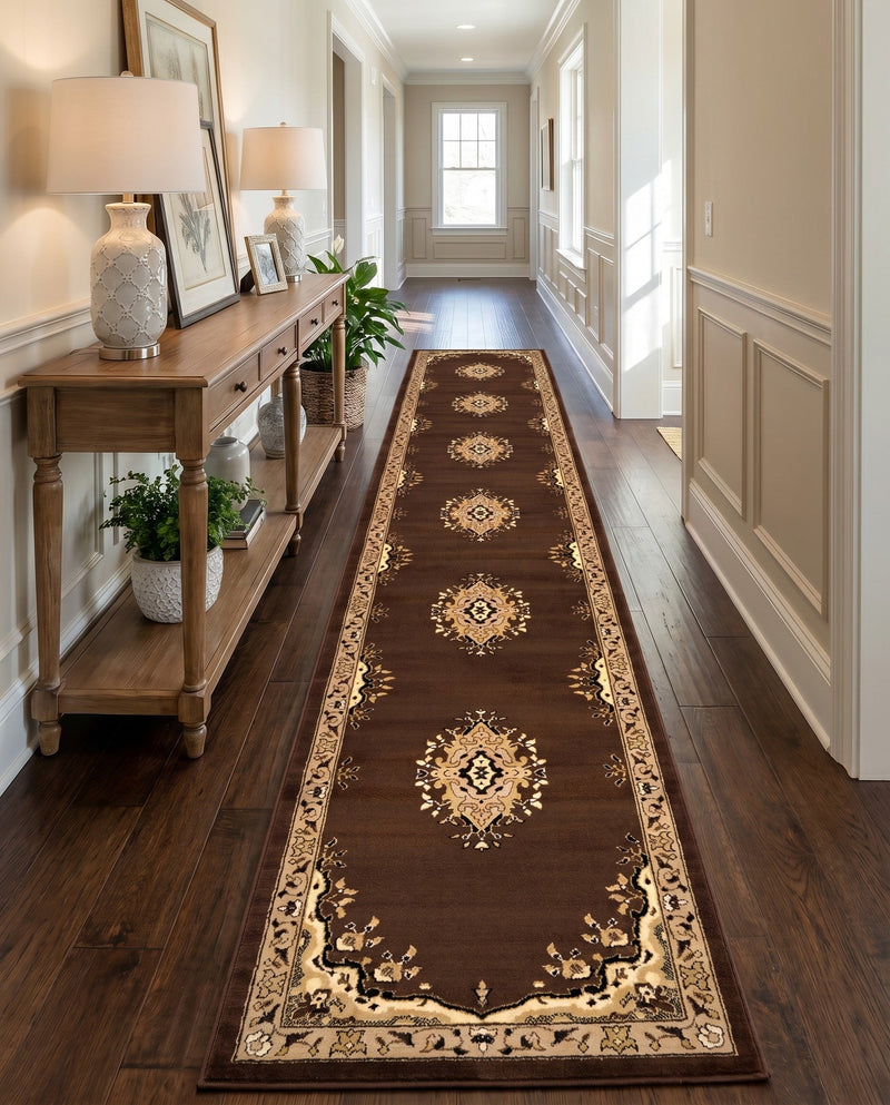 Tabriz Tapestry Collection Area Rug - Azerbaijan (Brown) Runner Brown  lifestyle 61