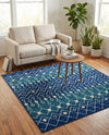 Mediterranean Lattice Collection Area Rug - Santorini (Navy and Teal) Square Navy and Teal  lifestyle 74