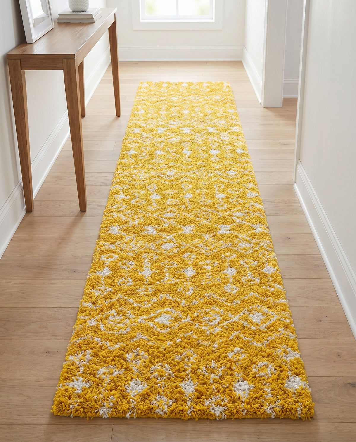 Berber Lattice Shag Collection Area Rug - Atlas (Yellow) Runner Yellow  lifestyle 62