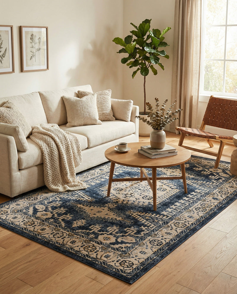 Eden Oasis Collection Area Rug -  Refuge (Dark Blue) Rectangle Dark Blue  lifestyle 22