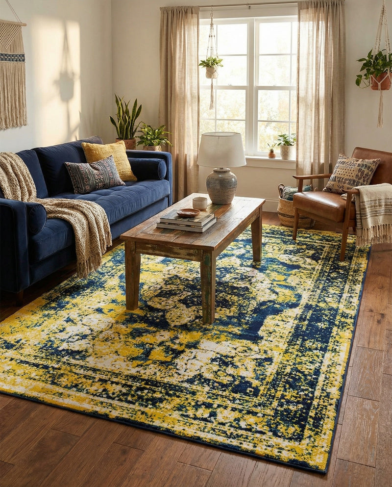 Riviera Elegance Collection Area Rug -  Menton (Navy Blue) Rectangle Navy Blue  lifestyle 30