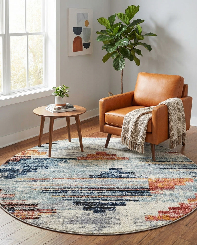 Santa Fe Trails Collection Area Rug -  Arroyo Round Multi  lifestyle 71